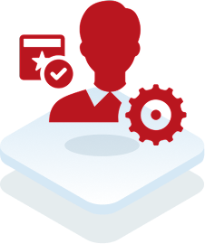 User icon with gear and checkmark